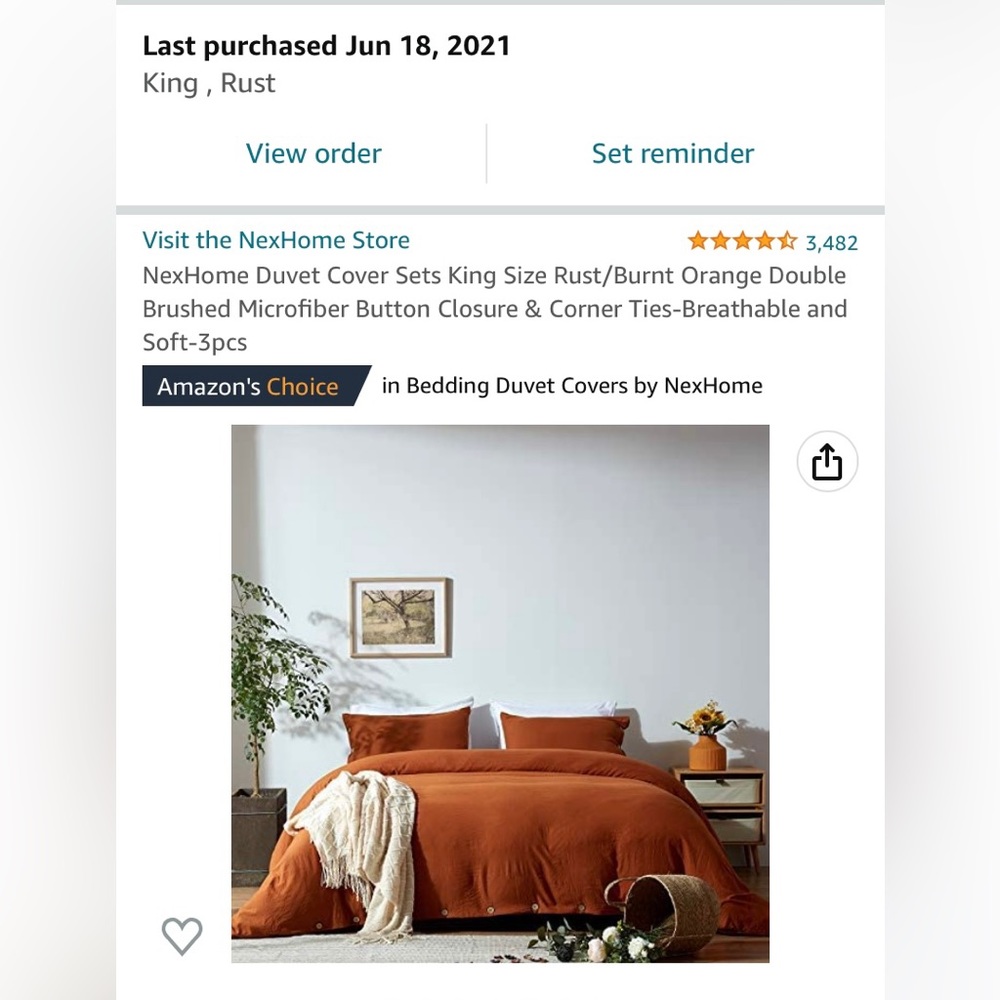 Burnt orange king duvet set